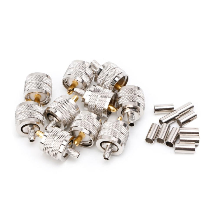 10 PCS UHF Male PL259 Plug Crimp Connector Adapter for RG58 RG142 / 3D-FB 10 PCS UHF Male PL259 Plug Crimp Connector Adapter for RG58 RG142 / 3D-FB